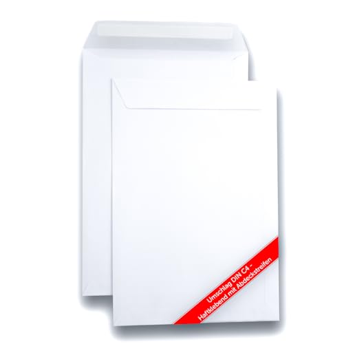 Vivopack Versandtaschen C4 selbstklebend, 229× 324mm 200 Stück Briefumschläge A4 ohne Fenster, Umschläge A4 Weiß, DIN A4 Umschläge haftklebend mit Schutzfolie, Briefumschläge DIN A4, Kuvert A4 von Vivopack
