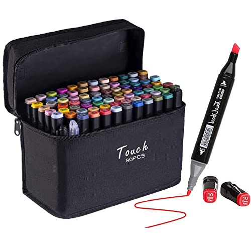 80 Farben Art Marker, Farbstifte Alkohol Marker Dual Tip Kunst Stifte für Kinder Erwachsene Anfänger, Permanent Marker mit Tragetasche zum Malen, Hervorheben, Skizzieren, Zeichnen, Ausmalen Schwarz 80 Farben Art Marker, Farbstifte Alkohol Marker Dual Tip Kunst Stifte für Kinder Erwachsene Anfänger, Permanent Marker mit Tragetasche zum Malen, Hervorheben, Skizzieren, Zeichnen, Ausmalen Schwarz von Viwril