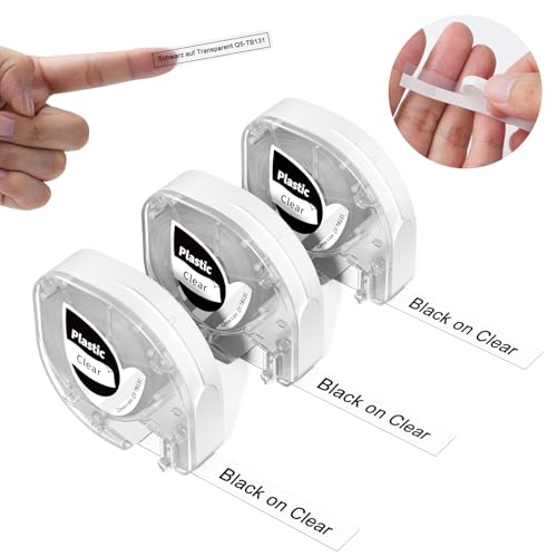 Vixic Schriftband Kompatibel mit Dymo LetraTag XR Etikettenband Transparent 12mm x 4m, Clear Plastic 16951 Kompatibel für Dymo Etikettenband Durchsichtig für LetraTag LT-100H LT-100T 200B (3er-Pack) Vixic Schriftband Kompatibel mit Dymo LetraTag XR Etikettenband Transparent 12mm x 4m, Clear Plastic 16951 Kompatibel für Dymo Etikettenband Durchsichtig für LetraTag LT-100H LT-100T 200B (3er-Pack) von Vixic