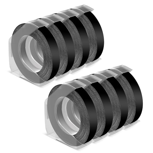 Vixic Etikettenband Ersatz für Dymo Prägeband 9mm Schwarz, Klebendes 3D Dymo Etikettenband Schwarz, Kunststoff-Prägeetiketten für Dymo Omega Prägegerät Dymo Junior, 8 Rollen Vixic Etikettenband Ersatz für Dymo Prägeband 9mm Schwarz, Klebendes 3D Dymo Etikettenband Schwarz, Kunststoff-Prägeetiketten für Dymo Omega Prägegerät Dymo Junior, 8 Rollen von Vixic