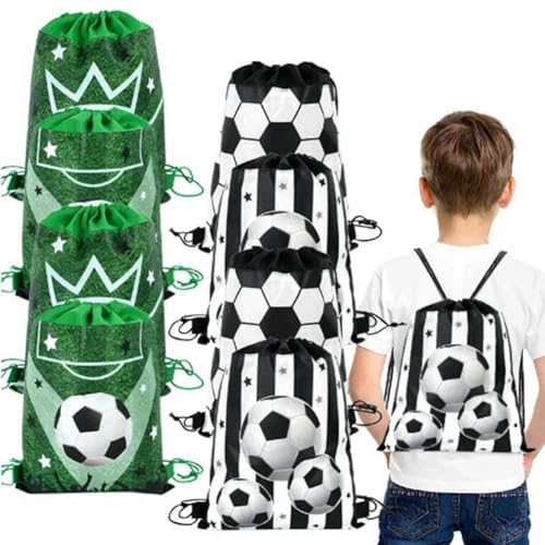 Vjsujehgy 12 Stück Fußball-Partygeschenke, Kordelzugbeutel, Fußball-Geschenk, Goodie-Bag, Kinder-Sport-Motto-Party-Dekoration, Zubehör A von Vjsujehgy