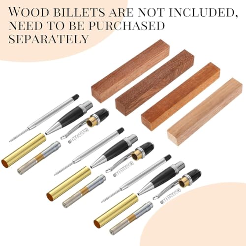 Vjsujehgy 12er-Pack Holzkugelschreiber-Set mit Drehbarem Kugelschreiber und Ersatzkupfer-Drehscheibe für DIY-Klassenzubehör B von Vjsujehgy