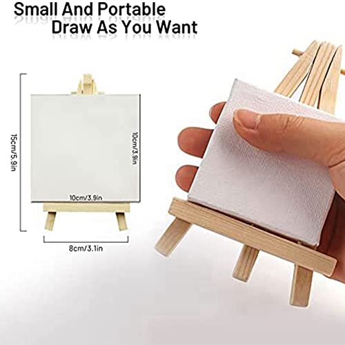 Vjsujehgy 16Er-Pack 4 X 4 Gespannte Mini-LeinwäNde, Kleine MalleinwäNde mit Staffelei, KunstleinwäNde für Kinder, Malen und Basteln von Vjsujehgy