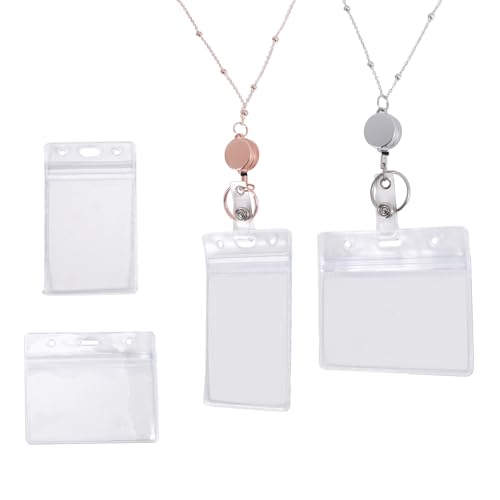 Vjsujehgy 2 StüCke Einziehbare Abzeichen Spule Lanyard mit ID Halter Hals Kette Lanyard Abzeichen Clip Kette Wasserdichter Halter - C von Vjsujehgy