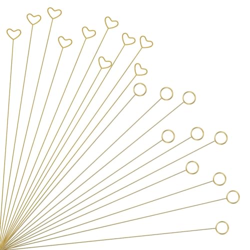 Vjsujehgy 20 Stück Goldene Blumenkartenhalter-Stäbchen, 12 Große Blumen-Picker Aus Metalldraht, Goldener Blumen-Picker-Kartenhalter, Kreis von Vjsujehgy