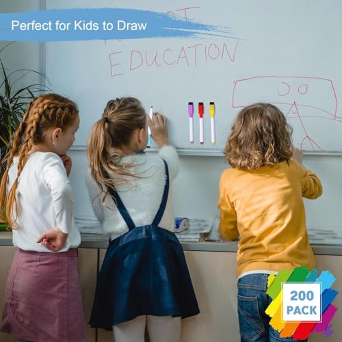 Vjsujehgy 200 Stück Magnetische, Trocken Abwischbare Marker, Whiteboard-Marker mit Spitze und Radierkappe, für Schule, Büro, Zuhause (Mehrfarbig), Langlebig, Einfach zu Verwenden von Vjsujehgy