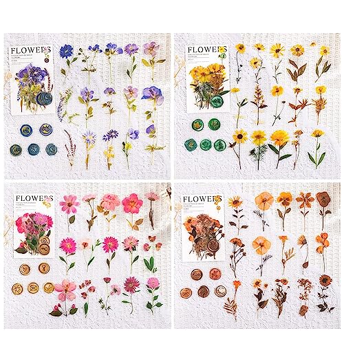 Vjsujehgy 320-Teiliges Aufkleber-Set mit Gepressten Blumen zum Thema Botanische Journaling-Aufkleber, Mehrfarbig von Vjsujehgy