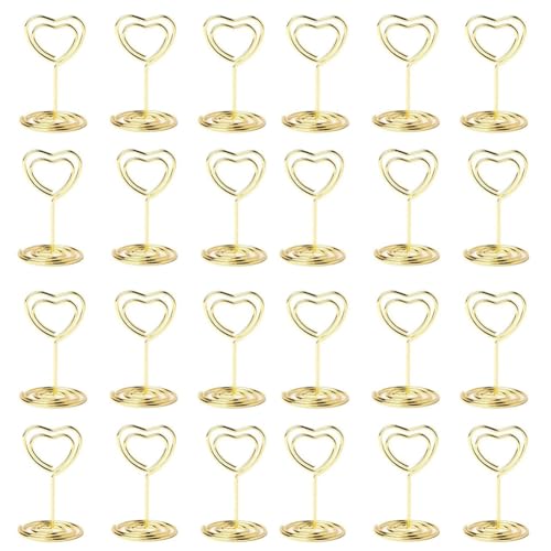 Vjsujehgy 40 Stück Tischnummernhalter, Tischkartenhalter, Kartenständer, Namensmenü-Clips, Tischschildhalter für Partys, Gold von Vjsujehgy