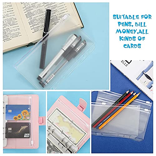 Vjsujehgy 48 StüCke Binder 6 LöCher ReißEn Verschluss Binder Tasche Ordner Durchsichtige Wasserdichte PVC Loseblatt Beutel (A6) von Vjsujehgy