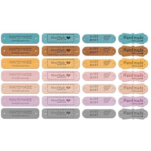 Vjsujehgy 56 Stück Handgefertigte Lederetiketten, Handgefertigte Lederetiketten zum Häkeln, Lederetiketten für Handgefertigte Artikel, Stricken, DIY Vjsujehgy 56 Stück Handgefertigte Lederetiketten, Handgefertigte Lederetiketten zum Häkeln, Lederetiketten für Handgefertigte Artikel, Stricken, DIY von Vjsujehgy