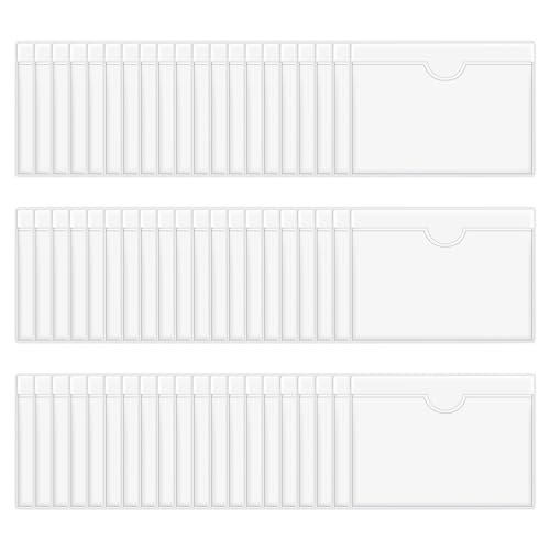 Vjsujehgy 60 StüCk Selbstklebende Etiketten Halter Karten FäCher Etiketten Halter Durchsichtige Bibliothek Karten Halter mit Oben Offen für Kartei Karten von Vjsujehgy