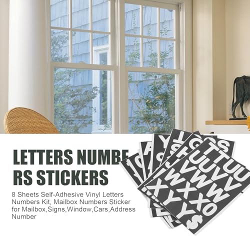Vjsujehgy 8 Blatt Selbstklebendes Vinyl Buchstaben Nummern Kit, Briefkasten Nummern Aufkleber für Briefkasten, Autos, Adress Nummer von Vjsujehgy