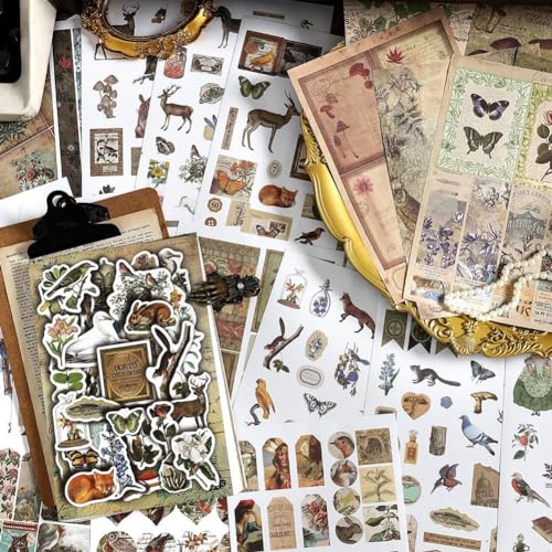Vjsujehgy Ästhetisches Washi-Aufkleberpapier im Vintage-Stil für Scrapbooking, 40 Blatt Ephemera-Buch für Art Journaling, C von Vjsujehgy
