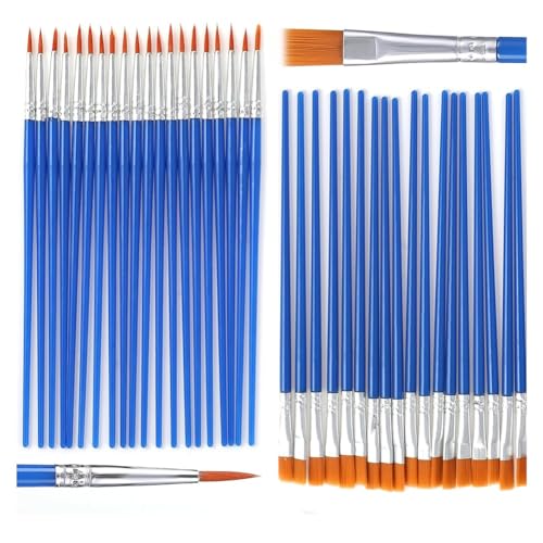 Vjsujehgy Acryl-Pinsel-Set, 50-Teilig, Kleine Pinsel, Flache Details, Weiche Borsten, Aquarell-Modell für Gesichtsbemalung, Bastelbedarf von Vjsujehgy