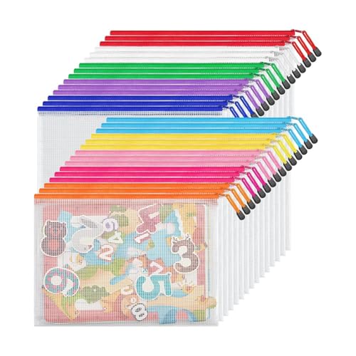 Vjsujehgy Dokumententasche Aus Netzgewebe mit Reißverschluss in 10 Farben, A4-Letter-Größe, Wasserdichte Dokumententasche mit Reißverschluss, 30 Stück Vjsujehgy Dokumententasche Aus Netzgewebe mit Reißverschluss in 10 Farben, A4-Letter-Größe, Wasserdichte Dokumententasche mit Reißverschluss, 30 Stück von Vjsujehgy