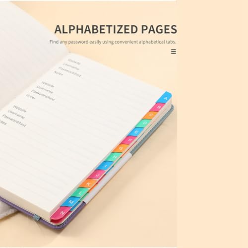 Vjsujehgy Passwortbuch mit Alphabetischen Tabs für Senioren, Passwort-Notizbuch für die Detaillierte Anmeldung Von Internet-Website-Adressen, Langlebig und Einfach zu Verwenden von Vjsujehgy