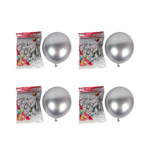 Vklopdsh 200 Stück 10 Metallisch Latex Luftballons Dickes Chrom Hoch Glanz Metall Perl Ballon Globos für Party Dekor - Silber von Vklopdsh