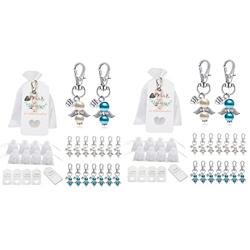 Vklopdsh 96 Sätze Gastgeschenke Taufe Souvenir Gastgeschenke Hochzeit Schutzengel + Organzabeutel + AnhäNger Geschenke Zur Taufe von Vklopdsh