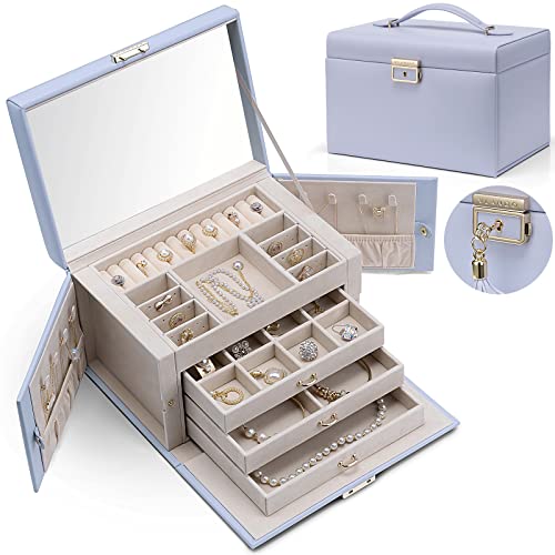 Vlando Baroches Schmuckkästchen Damen Leder Schmuckkasten Groß 4 Ebenen Schmuckkasten Abschließbare Schmuckschatulle für Damen Schmuckaufbewahrung mit Schubladen Vlando Baroches Schmuckkästchen Damen Leder Schmuckkasten Groß 4 Ebenen Schmuckkasten Abschließbare Schmuckschatulle für Damen Schmuckaufbewahrung mit Schubladen von Vlando