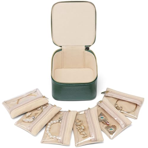 Vlando Reise-Schmuck-Organizer, Lehrer-Wertschätzungsgeschenke, Schmuckschatulle mit 6 Samtbeuteln mit Reißverschluss für Frauen, Hochzeit, Geburtstag, trendiges Geschenk für Frauen, Geschenk-Box Vlando Reise-Schmuck-Organizer, Lehrer-Wertschätzungsgeschenke, Schmuckschatulle mit 6 Samtbeuteln mit Reißverschluss für Frauen, Hochzeit, Geburtstag, trendiges Geschenk für Frauen, Geschenk-Box von Vlando