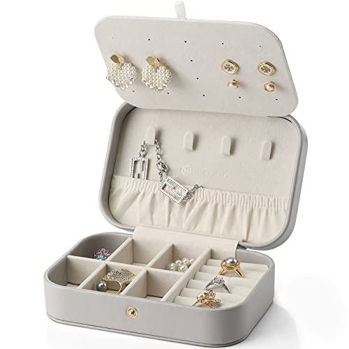 Vlando Schmuckaufbewahrung Reise, Schmuckkästchen Klein, Mini Schmuck Organizer Schmuckschatulle Leder, Frauen Geschenkidee, Jewelry Organizer für Ohrring von Vlando