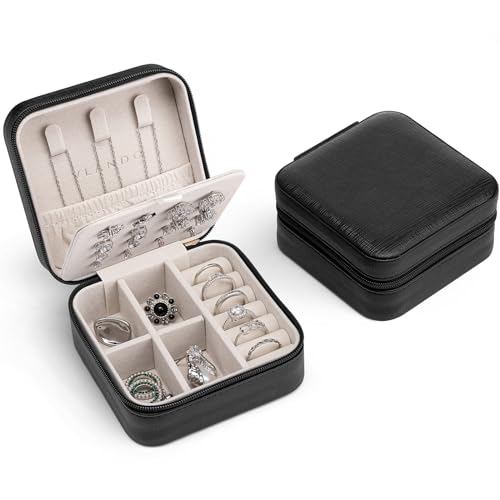 Vlando Schmuckaufbewahrung Schmuckkästchen Klein, Schmuckschatulle für Mädchen, Schmuckbox Damen, Reise Schmuck Etui, Jewelry Organizer Leder, für Ohrringe, Halsketten, Ringe, Geschenk Hochzeit von Vlando