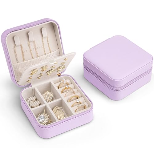 Vlando Schmuckaufbewahrung Schmuckkästchen Klein, Schmuckschatulle für Mädchen, Schmuckbox Damen, Reise Schmuck Etui, Jewelry Organizer Leder, für Ohrringe, Halsketten, Ringe, Geschenk Hochzeit von Vlando