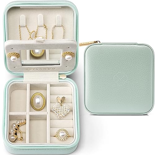 Vlando Schmuckkästchen Mädchen, Schmuckbox Klein Damen, für Ringe Ohrringe mit Spiegel Jewelry Box, Schmuckaufbewahrung Leder, Schmuckschatulle für Mädchen, Frauen Geschenk Grün Vlando Schmuckkästchen Mädchen, Schmuckbox Klein Damen, für Ringe Ohrringe mit Spiegel Jewelry Box, Schmuckaufbewahrung Leder, Schmuckschatulle für Mädchen, Frauen Geschenk Grün von Vlando