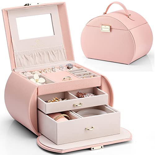 Vlando Schmuckkästchen Mädchen, Schmuckbox Damen aus Leder mit Spiegel, Schmuckkasten mit Schubladen, Schmuckschatulle Teenager Ohringe, Halsketten, Armbänder und Uhren Schmuckaufbewahrung Vlando Schmuckkästchen Mädchen, Schmuckbox Damen aus Leder mit Spiegel, Schmuckkasten mit Schubladen, Schmuckschatulle Teenager Ohringe, Halsketten, Armbänder und Uhren Schmuckaufbewahrung von Vlando