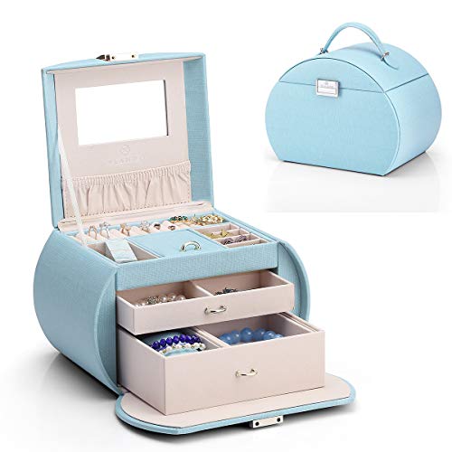 Vlando Schmuckkästchen Mädchen, Schmuckschatulle Leder mit Spiegel, Schmuckkasten der Romanik mit Schubladen, Schmuckbox für Ohringe, Halsketten, Armbänder und Uhren, Deko Geschenk für Damen Vlando Schmuckkästchen Mädchen, Schmuckschatulle Leder mit Spiegel, Schmuckkasten der Romanik mit Schubladen, Schmuckbox für Ohringe, Halsketten, Armbänder und Uhren, Deko Geschenk für Damen von Vlando