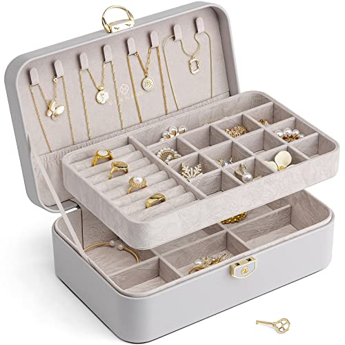 Vlando Schmuckkästchen Mädchen Damen, Doppelschicht Schmuckkasten, Abschließbare Schmuckschatulle, Schmuckaufbewahrung Box für Ringe Ohrringe Armbänder Halsketten, Schmuckbox Vlando Schmuckkästchen Mädchen Damen, Doppelschicht Schmuckkasten, Abschließbare Schmuckschatulle, Schmuckaufbewahrung Box für Ringe Ohrringe Armbänder Halsketten, Schmuckbox von Vlando