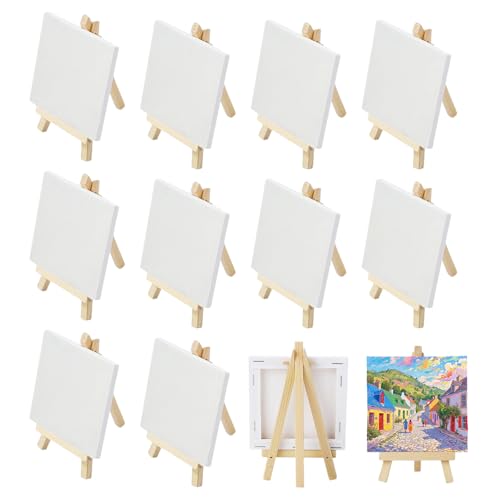 12 Mini Staffelei, Pack 10x10cm Mini Staffelei Set, Faltbarer Dreieckiger Ständer, Handbemalte DIY Kreationstafel, Kindermalerei/Kunstdisplay 12 Mini Staffelei, Pack 10x10cm Mini Staffelei Set, Faltbarer Dreieckiger Ständer, Handbemalte DIY Kreationstafel, Kindermalerei/Kunstdisplay von Vlecexs