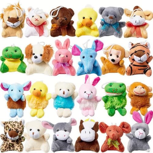 Vlecexs 24PCS Mini Plüsch Kinder, Mini Plüschtiere Set, Mini Kuscheltier, Klein Kinderparty Geschenk Spielzeug Set Mitgebsel Kindergeburtstag Gastgeschenke,Plüsch Schlüsselanhänge Geschenke für Kinder von Vlecexs
