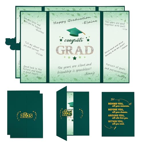 Vlipoeasn 2 x Gästebuch-Alternative, grün-goldfarben, Party-Dekorationen, Abschlussbuch für 2025, einzigartiges Geschenk zum Schulabschluss für Freunde Vlipoeasn 2 x Gästebuch-Alternative, grün-goldfarben, Party-Dekorationen, Abschlussbuch für 2025, einzigartiges Geschenk zum Schulabschluss für Freunde von Vlipoeasn