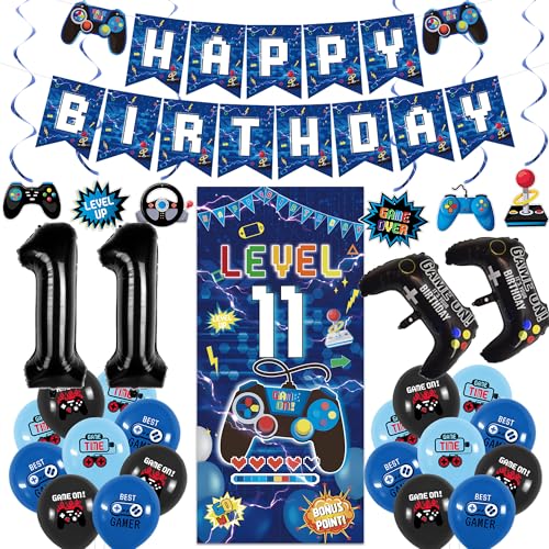 Vlipoeasn Blaue Dekorationen zum 11. Geburtstag für Jungen, Videospiel Level 11 Banner Hintergrund hängende Wirbel für 11. Geburtstag Party, Gamer 11 Jahre alt Party Supplies Vlipoeasn Blaue Dekorationen zum 11. Geburtstag für Jungen, Videospiel Level 11 Banner Hintergrund hängende Wirbel für 11. Geburtstag Party, Gamer 11 Jahre alt Party Supplies von Vlipoeasn