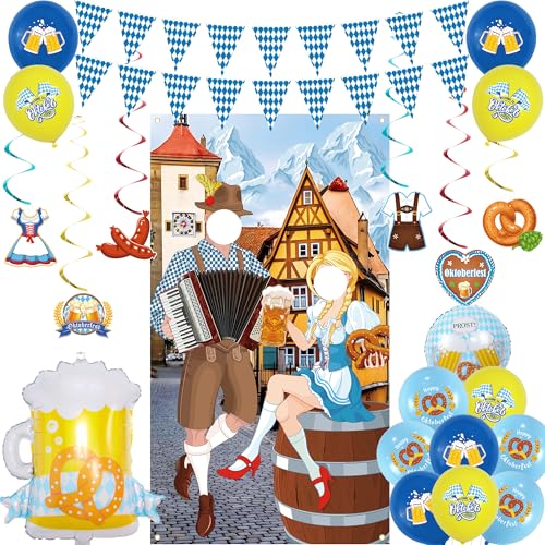 Vlipoeasn Oktoberfest Foto Requisiten Set Bayern Flagge Wimpel für Deutsche Motto Party Dekorationen von Vlipoeasn