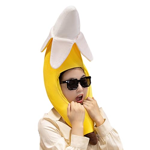 Vllold Bananenhut-Kostüm, Bananen-Verkleidungshut für Halloween, gelbe tropische Cosplay-Kopfbedeckung, Plüsch, Foto-Requisiten für Teenager, Feiertage, Männer Vllold Bananenhut-Kostüm, Bananen-Verkleidungshut für Halloween, gelbe tropische Cosplay-Kopfbedeckung, Plüsch, Foto-Requisiten für Teenager, Feiertage, Männer von Vllold