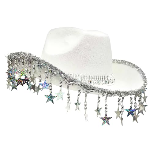 Vllold Cowboyhüte für Damen, Western-Cowboyhut, Stern-Quasten, Kopfbedeckung für Damen, Cosplay, Zubehör, Halloween, Event Vllold Cowboyhüte für Damen, Western-Cowboyhut, Stern-Quasten, Kopfbedeckung für Damen, Cosplay, Zubehör, Halloween, Event von Vllold