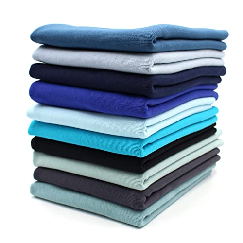 10x 0,25m Bündchenstoff Set Schlauchware 70cm breit 95% Baumwolle, 5% Elasthan Auswahl Jersey (Blautöne, 10er Set) von VmG-Store