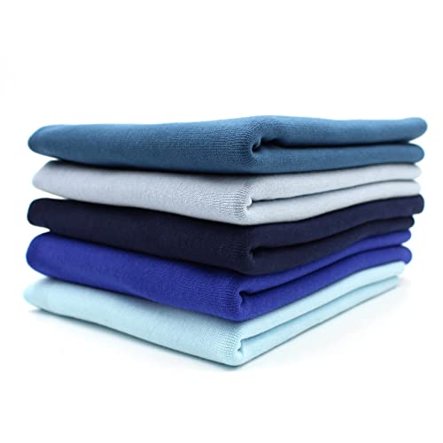 5x 0,25m Bündchenstoff Set Schlauchware 70cm breit 95% Baumwolle, 5% Elasthan Auswahl Jersey (Blautöne, 5er Set) von VmG-Store