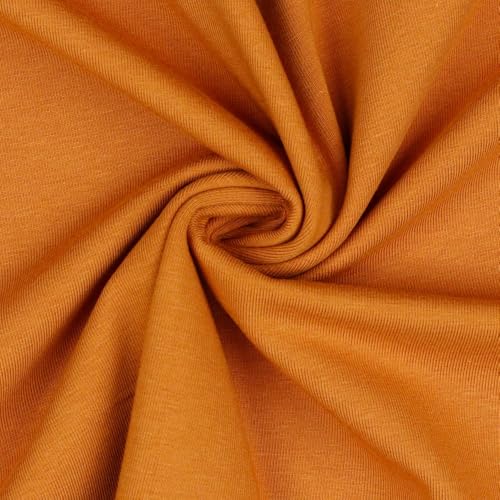 Jerseystoff Uni Meterware Tex + GOTS zertifiziert über 55 Farben zur Auswahl (023 I Bernstein, 100 x 150cm) von VmG-Store