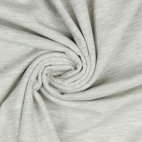 Jerseystoff Uni Meterware Tex Standard 100 zertifiziert 69 Farben zur Auswahl Uni + Meliert (M076 Beige Melange, 50 x 150cm) von VmG-Store
