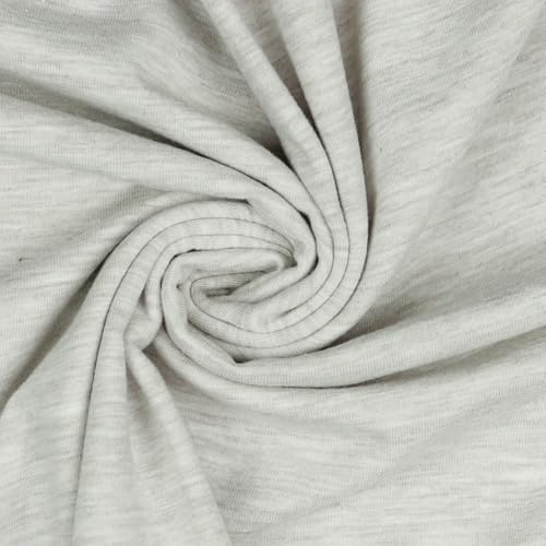 Jerseystoff Uni Meterware Tex + GOTS zertifiziert über 55 Farben zur Auswahl (M076 Beige Melange, 50 x 150cm) von VmG-Store