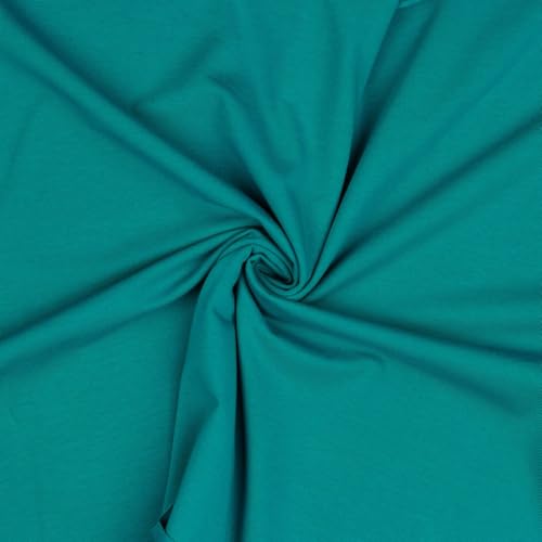 Jerseystoff Uni Meterware Tex Standard 100 zertifiziert 69 Farben zur Auswahl Uni + Meliert (012 I Petrol, 50 x 150cm) von VmG-Store