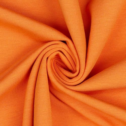 Jerseystoff Uni Meterware Tex Standard 100 zertifiziert 69 Farben zur Auswahl Uni + Meliert (024 I Orange, 50 x 150cm) von VmG-Store