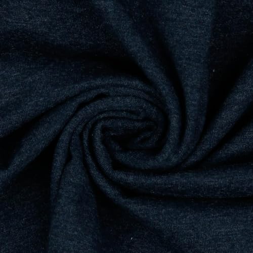 Jerseystoff Uni Meterware Tex + GOTS zertifiziert über 55 Farben zur Auswahl (M075 Navy Melange, 50 x 150cm) von VmG-Store