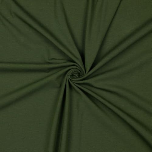 Jerseystoff Uni Meterware Tex Standard 100 + GOTS zertifiziert 69 Farben zur Auswahl (055 I Army Green, 50 x 150cm) von VmG-Store