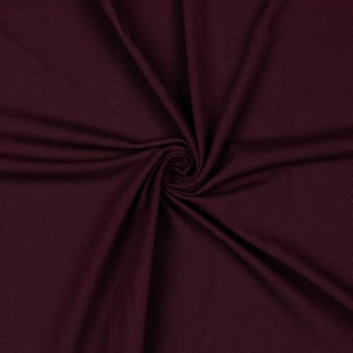 Jerseystoff Uni Meterware Tex Standard 100 + GOTS zertifiziert 69 Farben zur Auswahl (056 I Aubergine, 50 x 150cm) von VmG-Store