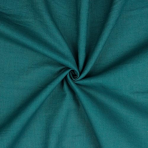 Leinen Stoff Meterware Uni 40 farben 100% Leinenstoff Naturstoff OEKO-TEX 140cm Breite (038 I Dunkel Cyan) von VmG-Store