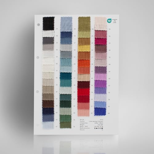Leinen Stoff Musterkarte Meterware mit allen Uni Farben 100% Leinenstoff Naturstoff OEKO-TEX 140cm Breite (Musterkarte) von VmG-Store